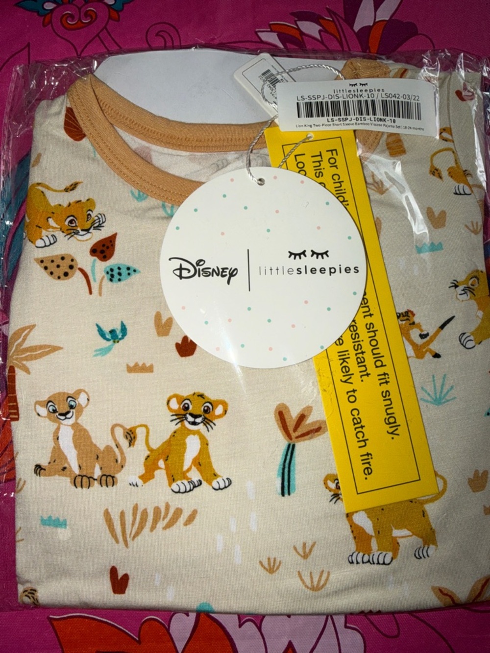 Disney Little Sleepies Lion King Toddler Pajama Set (short sleeve/pants set) NIB